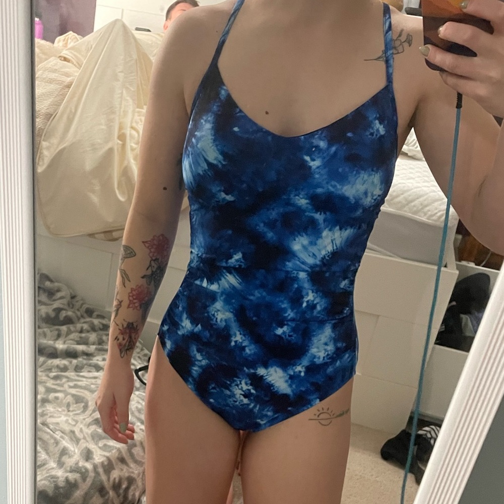 Tie dye one piece swimsuit